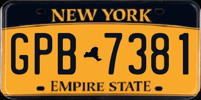 NY license plate GPB7381
