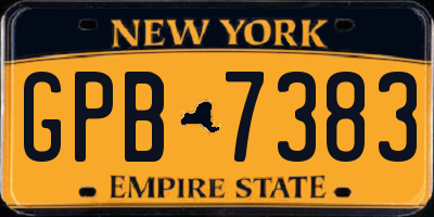 NY license plate GPB7383