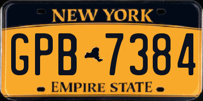 NY license plate GPB7384