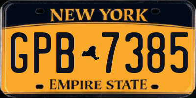 NY license plate GPB7385