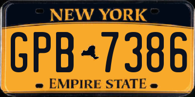 NY license plate GPB7386