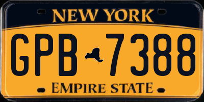 NY license plate GPB7388