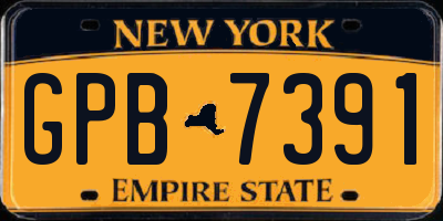 NY license plate GPB7391