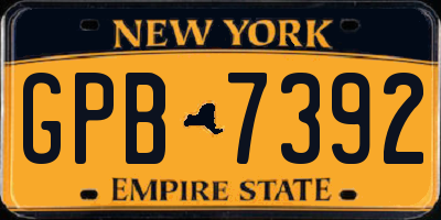 NY license plate GPB7392