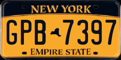 NY license plate GPB7397