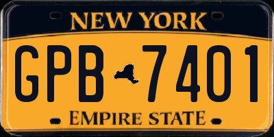 NY license plate GPB7401