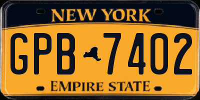 NY license plate GPB7402