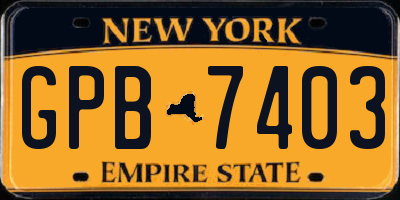 NY license plate GPB7403