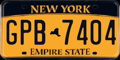 NY license plate GPB7404