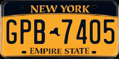 NY license plate GPB7405