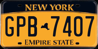 NY license plate GPB7407