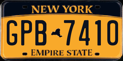 NY license plate GPB7410
