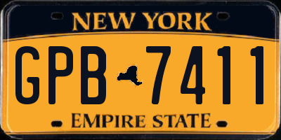 NY license plate GPB7411