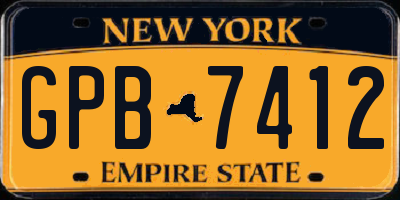 NY license plate GPB7412