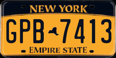 NY license plate GPB7413