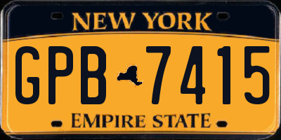 NY license plate GPB7415