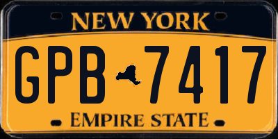 NY license plate GPB7417