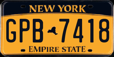 NY license plate GPB7418