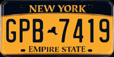 NY license plate GPB7419