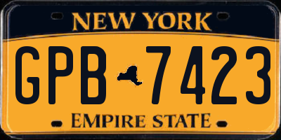NY license plate GPB7423