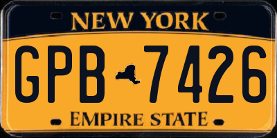 NY license plate GPB7426