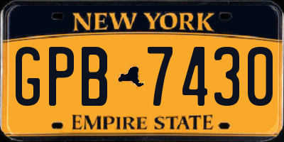 NY license plate GPB7430