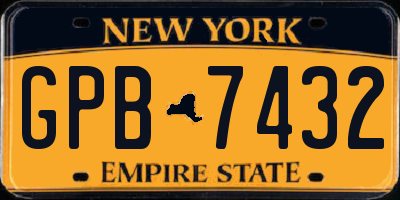 NY license plate GPB7432