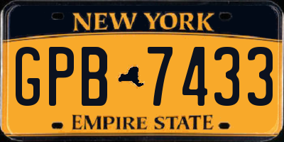 NY license plate GPB7433