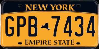 NY license plate GPB7434