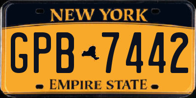 NY license plate GPB7442