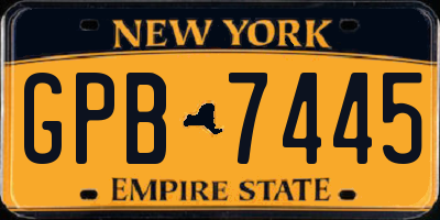 NY license plate GPB7445