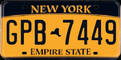 NY license plate GPB7449