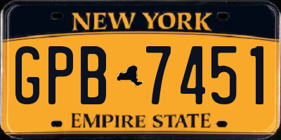 NY license plate GPB7451