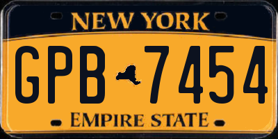NY license plate GPB7454