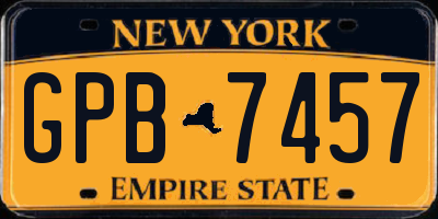 NY license plate GPB7457