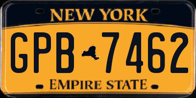 NY license plate GPB7462
