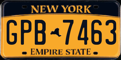 NY license plate GPB7463