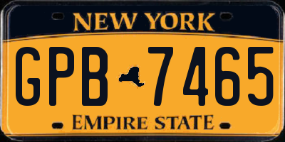 NY license plate GPB7465