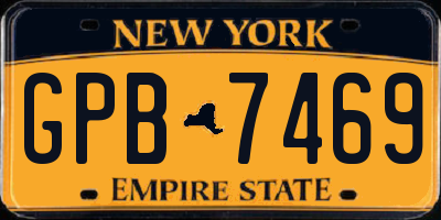 NY license plate GPB7469