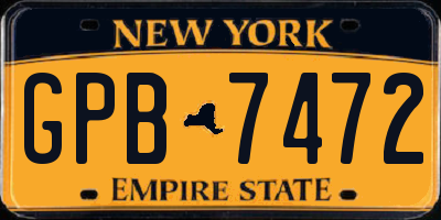 NY license plate GPB7472