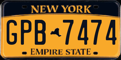 NY license plate GPB7474