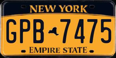 NY license plate GPB7475