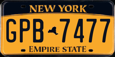 NY license plate GPB7477