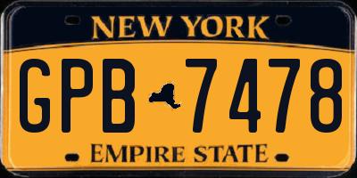 NY license plate GPB7478