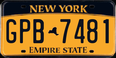 NY license plate GPB7481