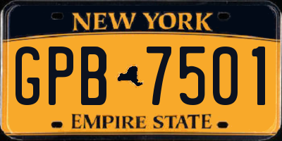 NY license plate GPB7501