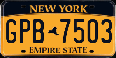 NY license plate GPB7503