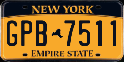 NY license plate GPB7511