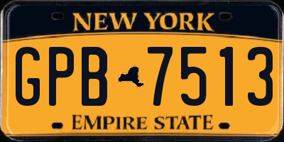 NY license plate GPB7513