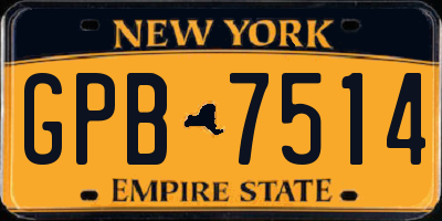 NY license plate GPB7514